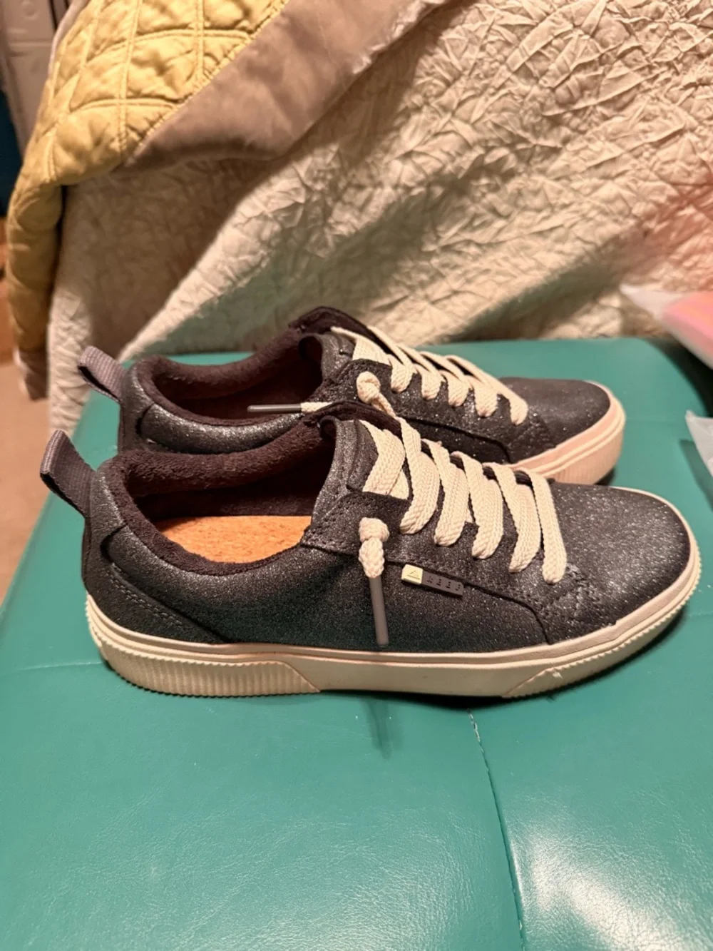 Reef Black Glitter Sneakers with Cream Laces - Picture 3 of 5